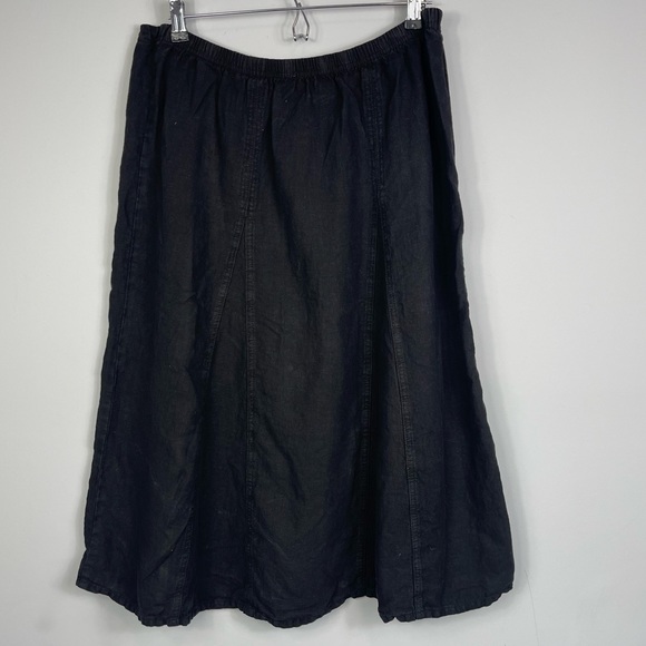 cut loose Skirts Cut Loose 0 Linen Black A Line Flare Midi Skirt